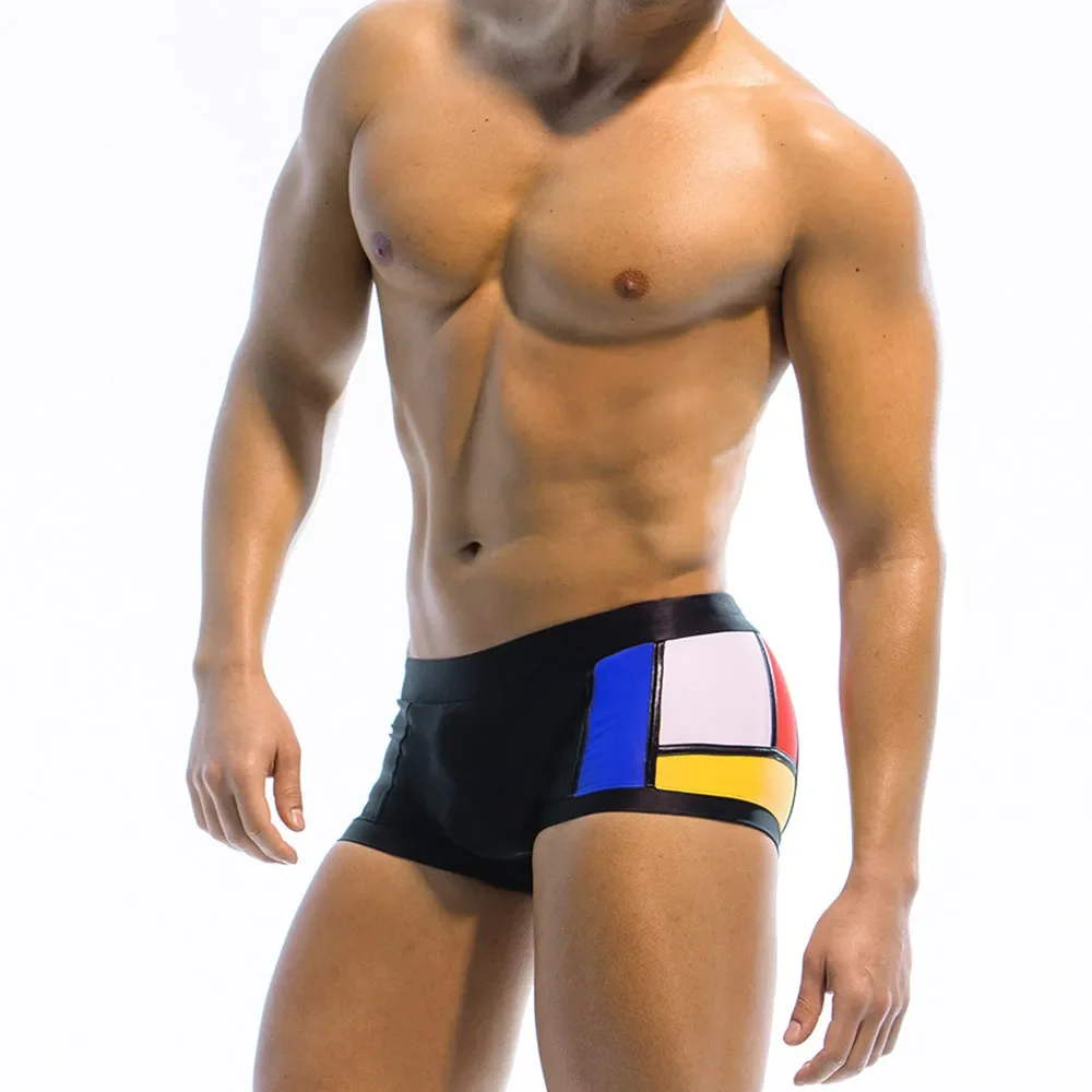 Boyshort Underwear - 남성용 컬러 블록 수영 브리프 복서