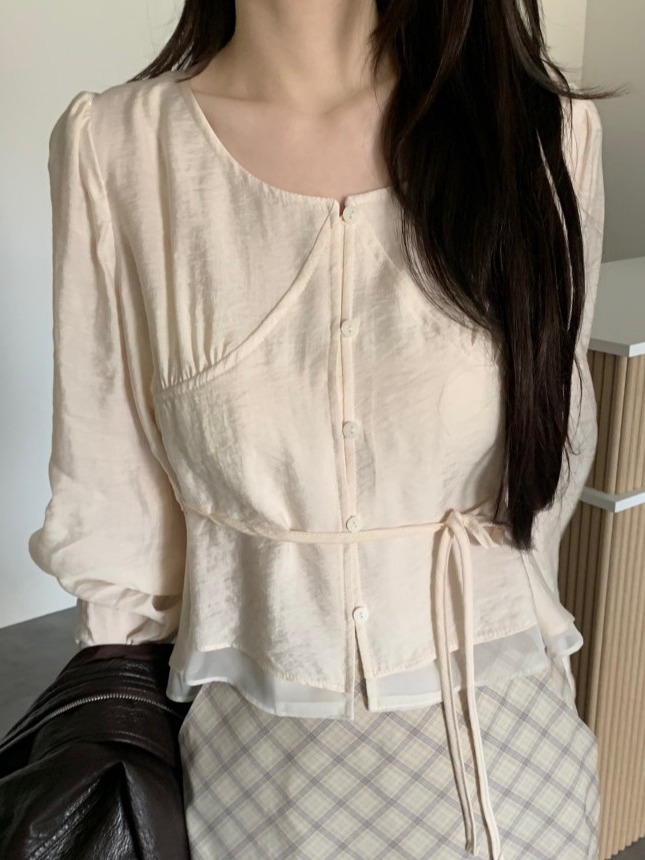 Corset Waist Cinch - 2026년 봄 여성용 시크 버블 슬리브