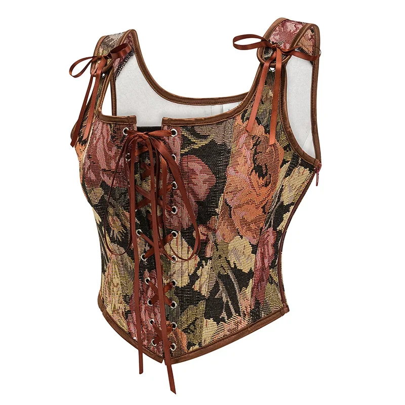 빈티지 고딕 여성 코르셋 레이스 업 지퍼 꽃 프린트 코 - Corset Waist Cinch 리뷰 및 가격