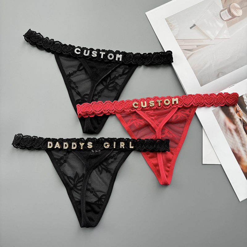 성격 사용자 정의 끈 팬티 이름 크리스탈 편지 섹시한  - Thong Bikini Women 리뷰 및 가격