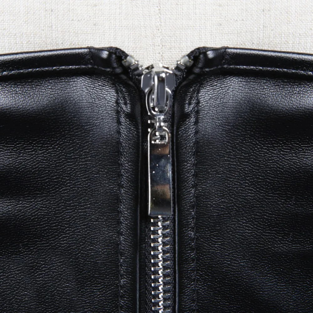 검은 색 짧은 지퍼 PU 인조 가죽 Underbust  - Corset Waist Cinch 리뷰 및 가격