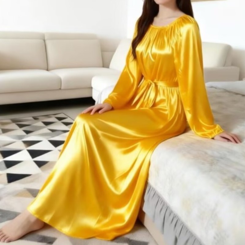 광택 있는 아이스 실크 나이트 가운 벨트 포함 유니섹스 - Robe Silk Women 리뷰 및 가격