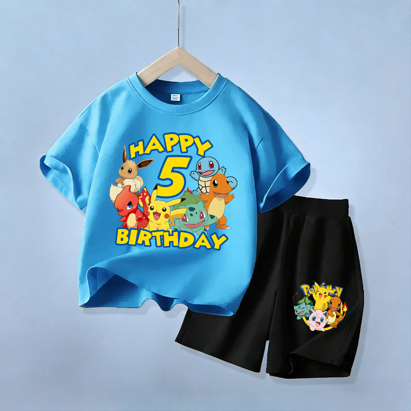 귀여운 피카추 생일 어린이 옷 세트 포켓몬 번호 티셔츠 - Boyshort Underwear 리뷰 및 가격